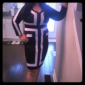 Black and white block Bodycon dress